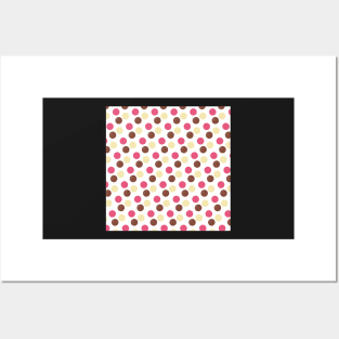 Pink, Brown and yellow dots pattern Posters and Art